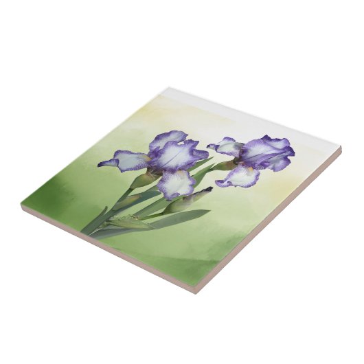 パープルかわいらしホワイトアイリスガーデンフラワーアート タイル (側面)