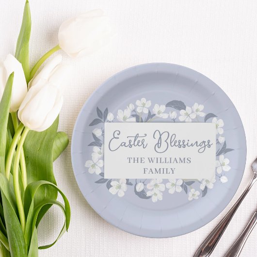 パープルかわいらしホワイトフローライースターカスタムパーティー ペーパープレート