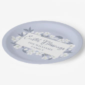 パープルかわいらしホワイトフローライースターカスタムパーティー ペーパープレート (アングル)