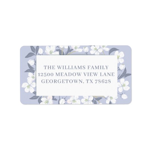 パープルかわいらしホワイトフローライースター差出人住所 ラベル (正面)