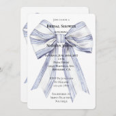 パープルかわいらしホワイトボウブライダルシャワー 招待状 (正面/裏面)