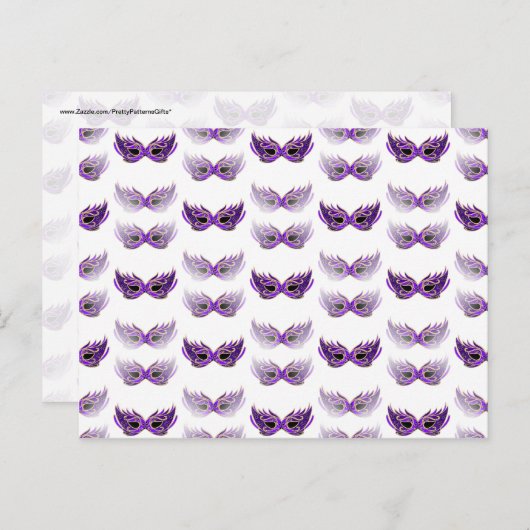 パープルかわいらしマスカレードマスクマルディグラ ポストカード (正面/裏面)