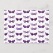 パープルかわいらしマスカレードマスクマルディグラ ポストカード (正面)