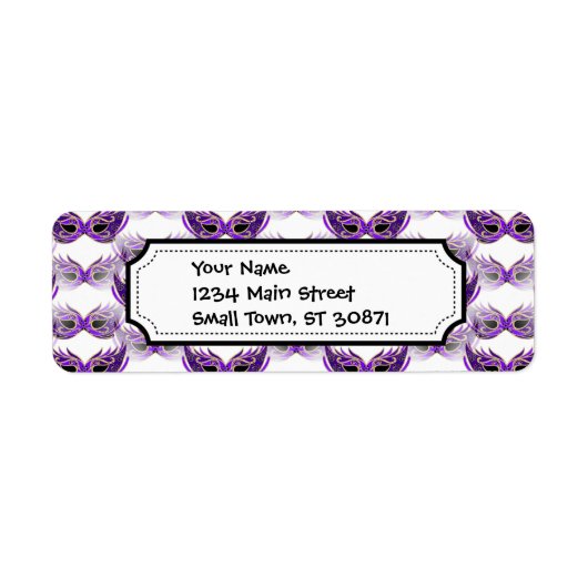 パープルかわいらしマスカレードマスクマルディグラ ラベル (正面)