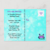 パープルかわいらしマーメイド誕生日招待状 ポストカード (裏面)