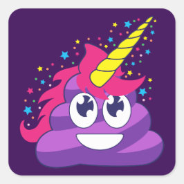 パープルかわいらしユニコーンウンチ絵文字 スクエアシール