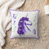 パープルかわいらしユニコーン装飾用クッション クッション (ブランケット)