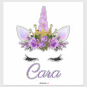 パープルかわいらしユニコーン|スパークリー金ゴールドグリッタークラウン シール (シート)