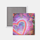 パープルかわいらしラブユーより多くのハートインスピレーション マグネット (正面/裏面)