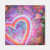 パープルかわいらしラブユーより多くのハートインスピレーション マグネット (正面)