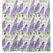 パープルかわいらしラベンダーウォーターカラースタイルAIフローラ シャワーカーテン (正面)