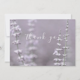 パープルかわいらしラベンダーフラワーフラットサンキューカード サンキューカード