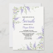 パープルかわいらしラベンダーフローラ7番目の誕生日招待状 招待状 (正面)