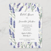 パープルかわいらしラベンダーホワイトフローラブライダルシャワー 招待状 (正面/裏面)