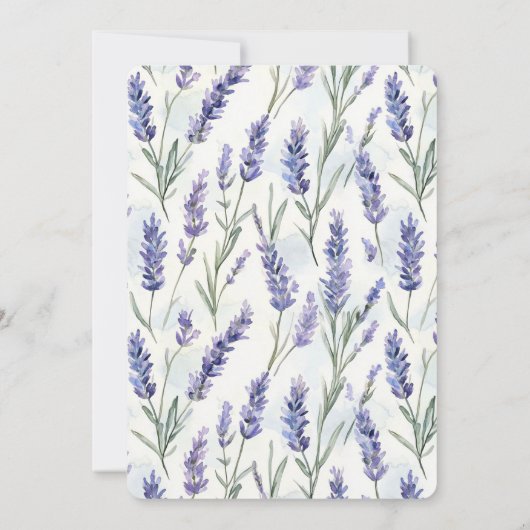 パープルかわいらしラベンダーホワイトフローラブライダルシャワー 招待状 (裏面)