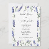 パープルかわいらしラベンダーホワイトフローラブライダルシャワー 招待状 (正面)