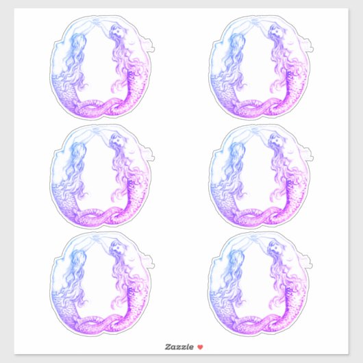 パープルかわいらしヴィンテージ人魚航海の シール (シート)