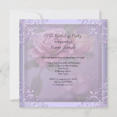 パープルかわいらし薄紫バラ誕生日パーティー 招待状 (裏面)