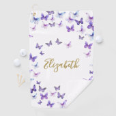 パープルかわいらし蝶名前をカスタムするレディースゴルフ ゴルフタオル (インサイチュ)