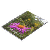 パープルかわいらし金ゴールドフラワー感動的ホープ引用文 ノートブック (左側)