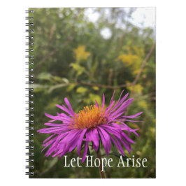 パープルかわいらし金ゴールドフラワー感動的ホープ引用文 ノートブック