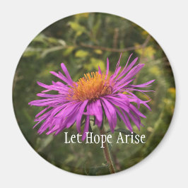 パープルかわいらし金ゴールドフラワー感動的ホープ引用文 マグネット