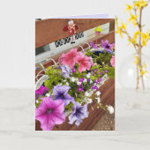 パープルかわいらし&ピンクペチュニア&フェアリー・ガーデン カード (黄色い花)