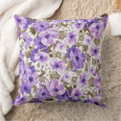 パープルかわいらし&ホワイトフローラ装飾用クッション クッション (ブランケット)