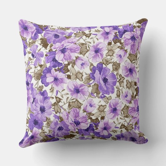 パープルかわいらし&ホワイトフローラ装飾用クッション クッション (裏面)