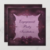 パープルきらきら光る&ボウ婚約パーティ 招待状 (正面/裏面)