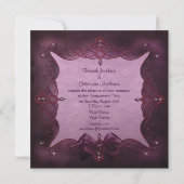パープルきらきら光る&ボウ婚約パーティ 招待状 (裏面)