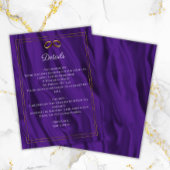 パープルきらめくおよび金ゴールド結婚リングや輪の詳細 エンクロージャーカード