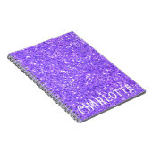 パープルきらめくグリッターパターンノートブック ノートブック (右側)