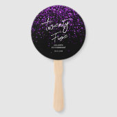 パープルきらめくグリッターブラックAny Age誕生日 ハンドファン (正面)