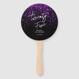 パープルきらめくグリッターブラックAny Age誕生日 ハンドファン