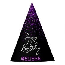 パープルきらめくグリッターブラックAny Age誕生日