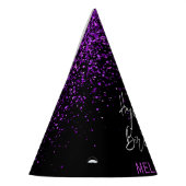 パープルきらめくグリッターブラックAny Age誕生日 パーティーハット (左)