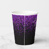 パープルきらめくグリッターブラックAny Age誕生日 紙コップ (右)