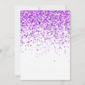 パープルきらめくグリッターホワイトエイジ誕生日 招待状 (裏面)