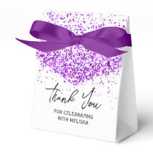パープルきらめくグリッターホワイト誕生日ありがとう