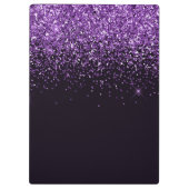 パープルきらめくグリッター&ダイヤモンドモノグラム クリップボード (裏面)