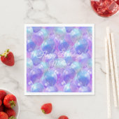 パープルきらめくティール(緑がかった色)ブルー誕生日パーティバルーン スタンダードランチョンナプキン (インサイチュ)