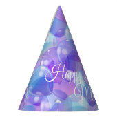 パープルきらめくティール(緑がかった色)ブルー誕生日パーティバルーン パーティーハット (左)