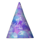 パープルきらめくティール(緑がかった色)ブルー誕生日パーティバルーン パーティーハット (右)