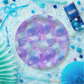 パープルきらめくティール(緑がかった色)ブルー誕生日パーティバルーン ペーパープレート (パーティー)