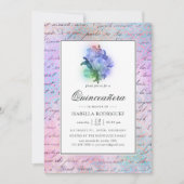 パープルきらめくバラとダマスクキンセアニラ 招待状 (正面)