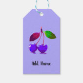パープルさくらんぼアポップ・アートのートパーソナライズされた ギフトタグ (正面)