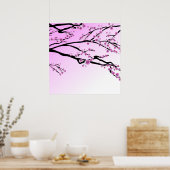 パープルさくらんぼブロッサム桜 ポスター (キッチン)