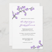 パープルさくらんぼブロッサム結婚式招待状 招待状 (正面/裏面)