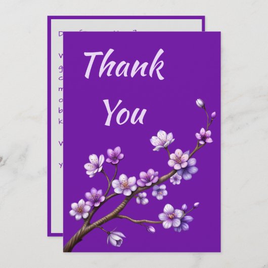 パープルさくらんぼ花の木ご寄付ありがとう シーズンカード (正面/裏面)